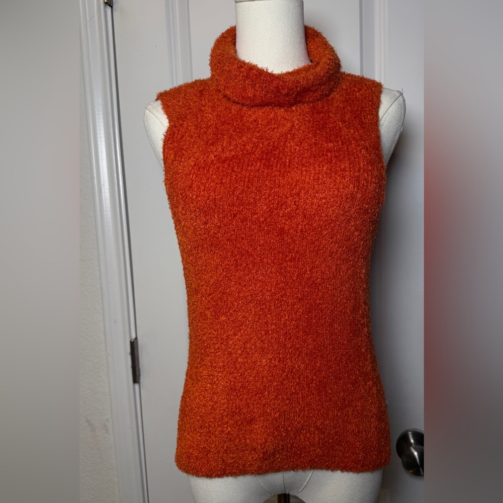 Spoiled Bold Orange Sleeveless Cowl Neck Sweater